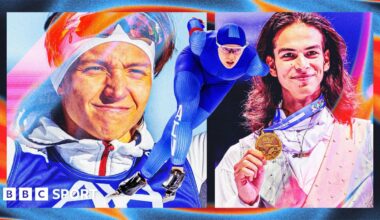 Photos of three Russian athletes - Savelii Korostelev, Kseniia Korzhova and Petr Gumennik