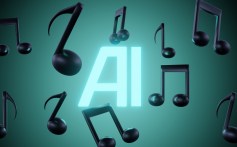 Generic AI and music illustration with music notes
