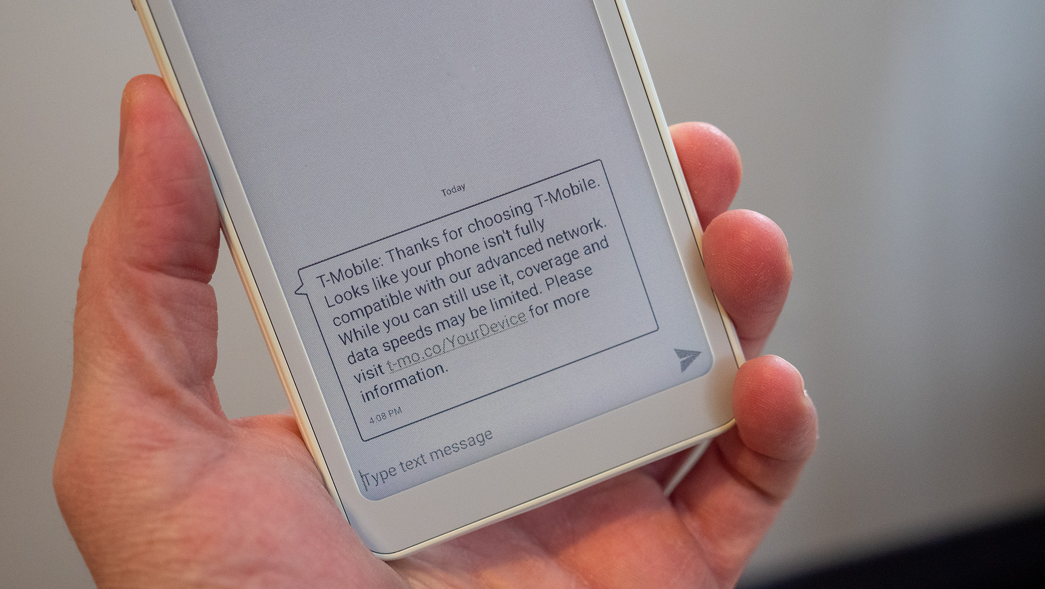 T-Mobile USA noting that the Bigme HiBreak S Color is only compatible with its 4G LTE network