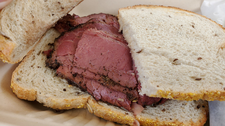 Pastrami on rye bread