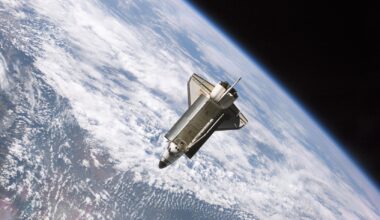 Space shuttle pictured above earth