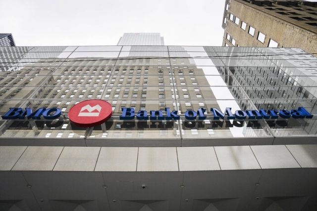 Bank of Montreal signage is pictured in the financial district in Toronto, Friday, Sept. 8, 2023. THE CANADIAN PRESS/Andrew Lahodynskyj