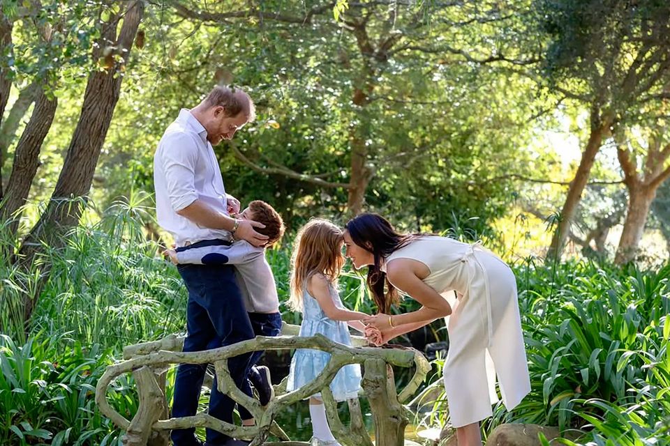 Harry and Meghan with their children Archie (6) and Lilibet (4) in a photo posted to Meghan’s Instagram