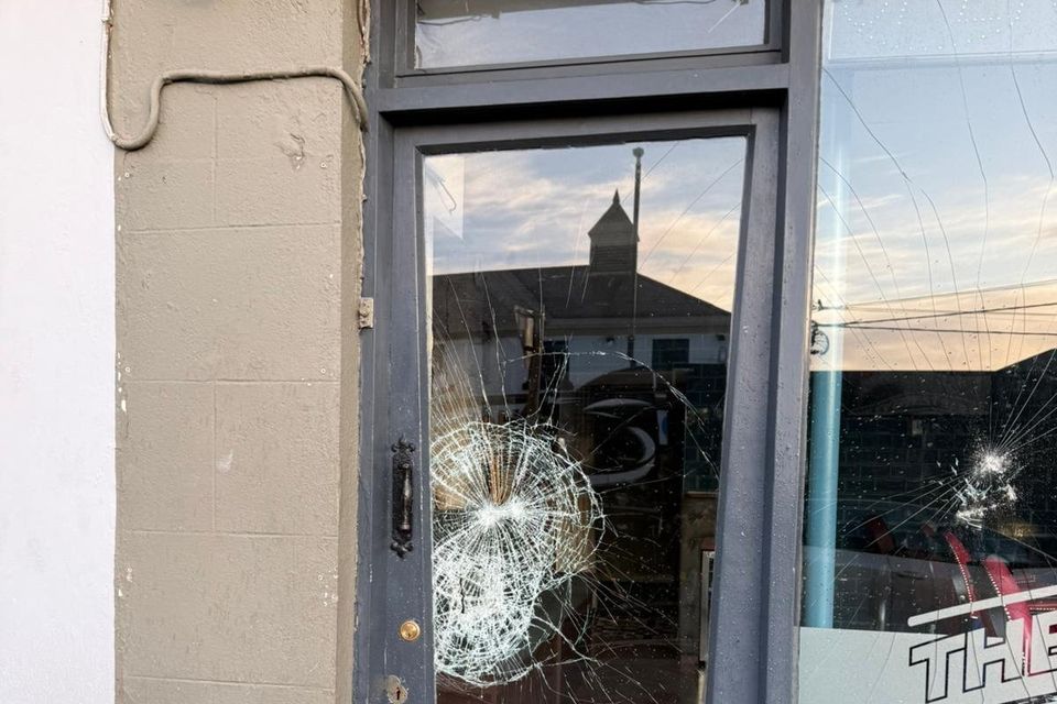 Glass door at the barber shop in Gorey was smashed.
