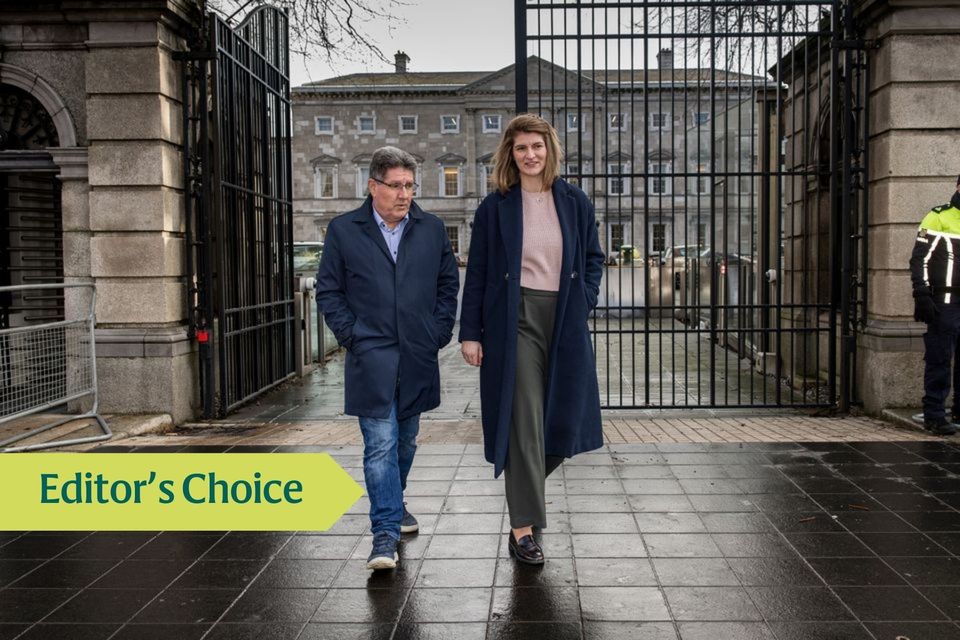 Paul Kimmage with Monika Dukarska outside Leinster House last Wednesday. Photo: Mark Condren
