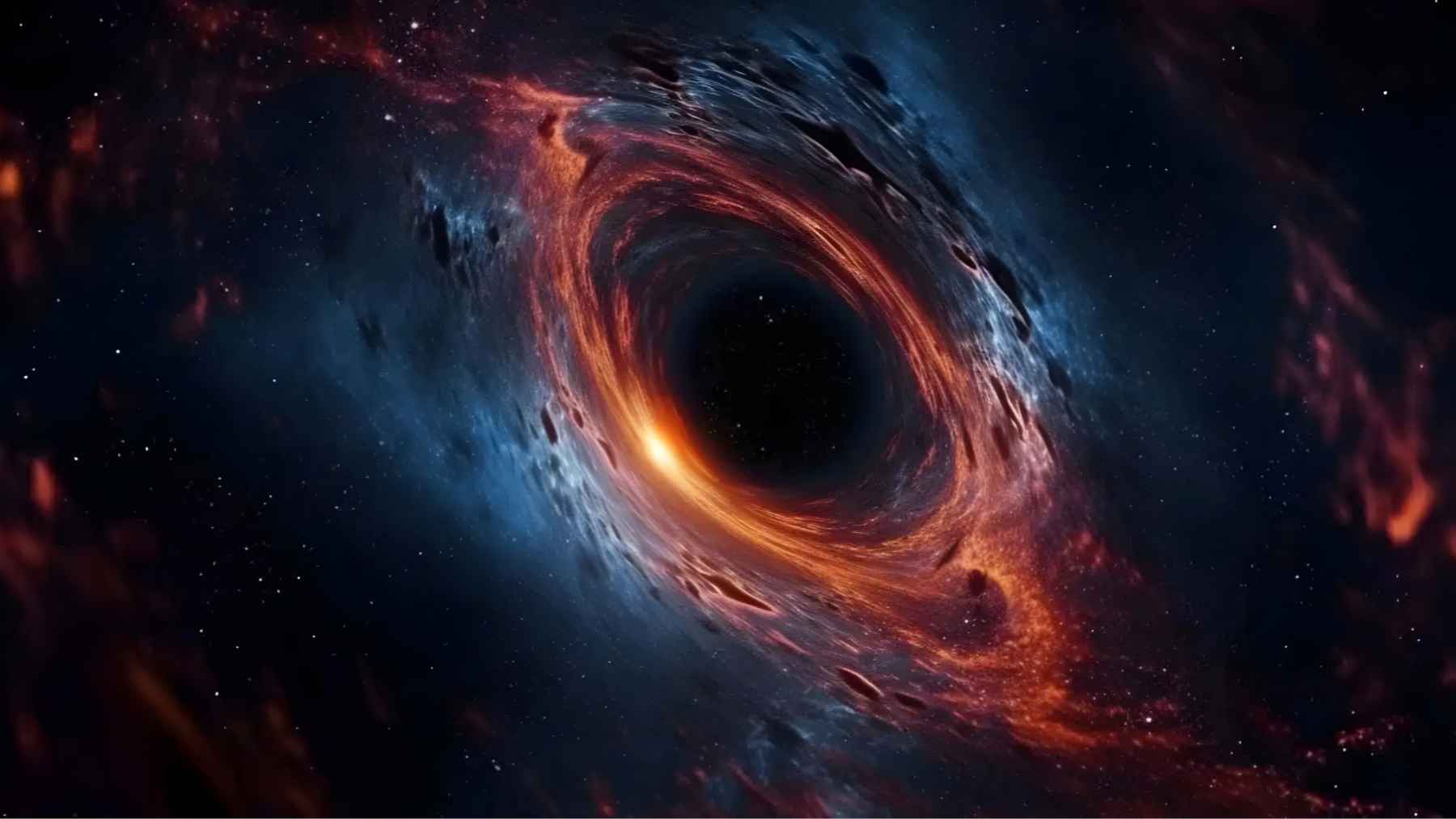 Illustration of black holes in an expanding universe linked to new research on dark energy