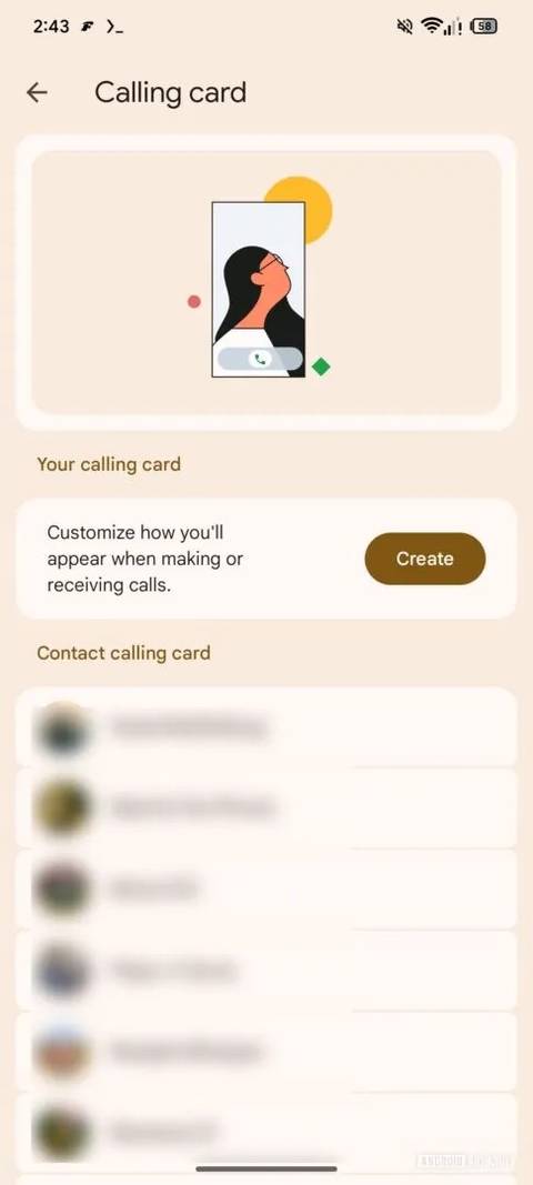 Calling Cards management screen google phone-aa