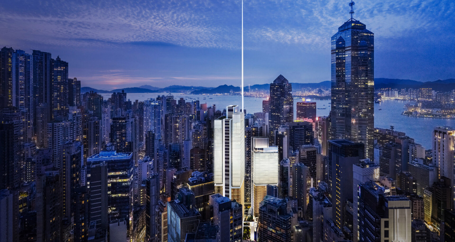 Bird's eye-view of Central Crossing in Hong Kong