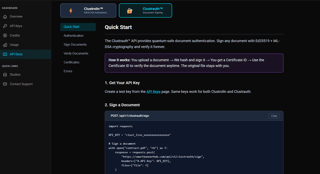Clustrauth API by Smart Banner Hub Offers Quantum-Safe Document Authentication with Flexible Pricing