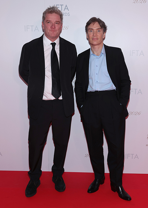 Alan Moloney and Cillian Murphy pictured at the IFTA Awards 2026 at the Dublin Royal Convention Centre. Pic: Brian McEvoy