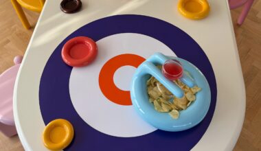 Sky blue Curling Bowl on dining table