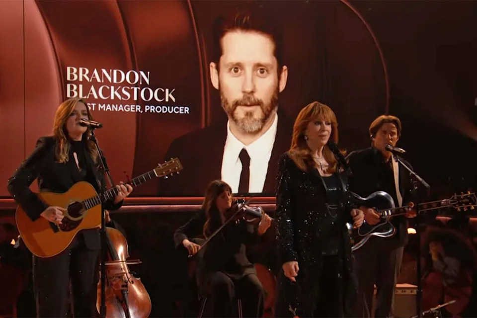 Reba McEntire honoring Brandon Blackstock in Los Angeles in February 2026 CBS