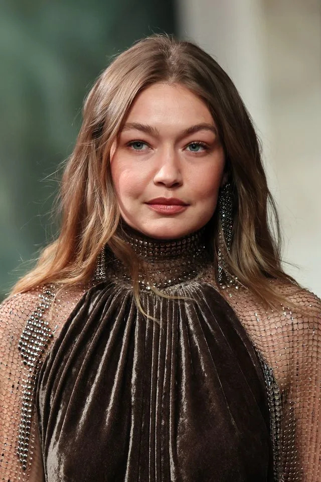 Hadid ditched her bob for a long wavy look Getty