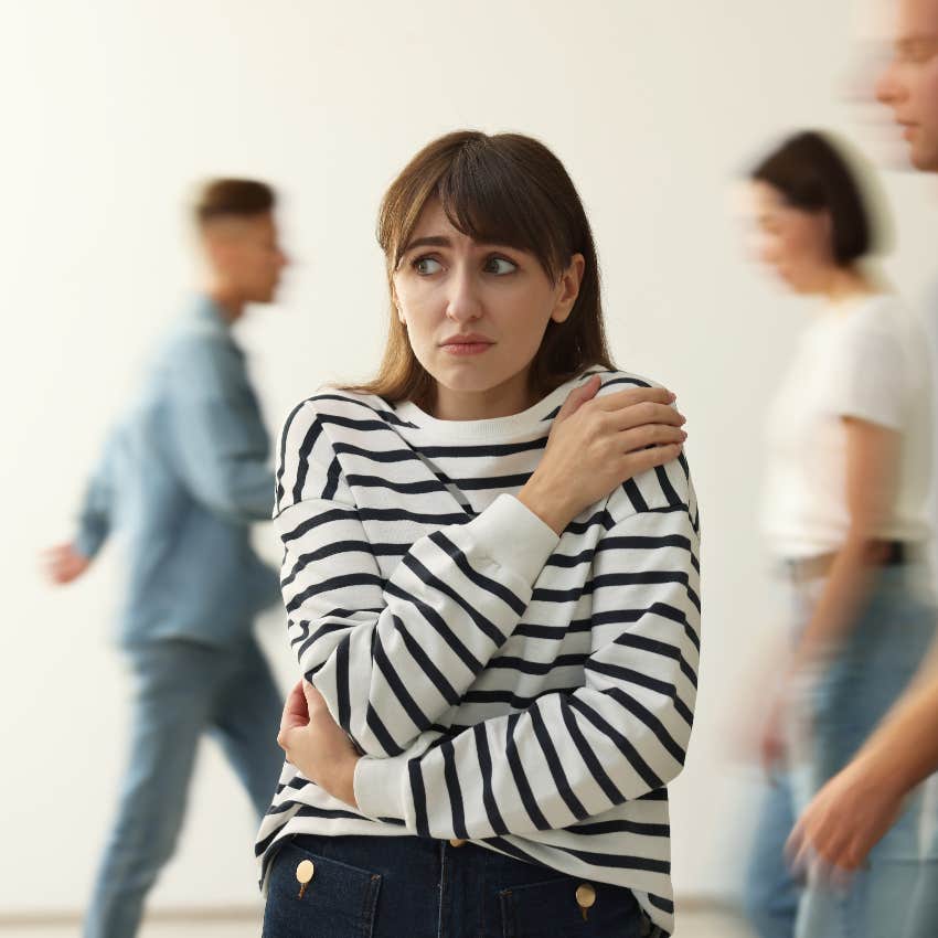 nervous woman facing her social anxiety in public