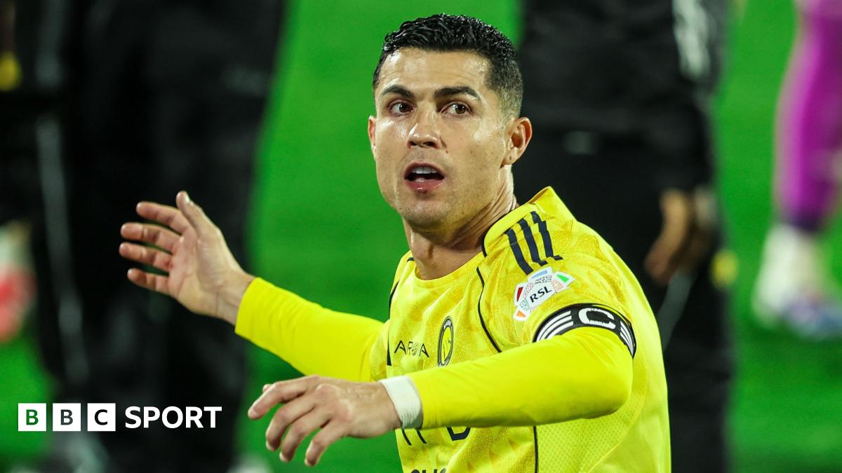 Cristiano Ronald reacts while playing for Al-Nassr