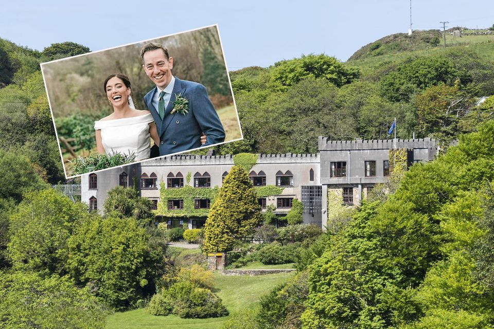 Dr Clare Kambamettu and Ryan Tubridy got married in Abbeyglen Castle (Inset photo: Aoife Herriott)