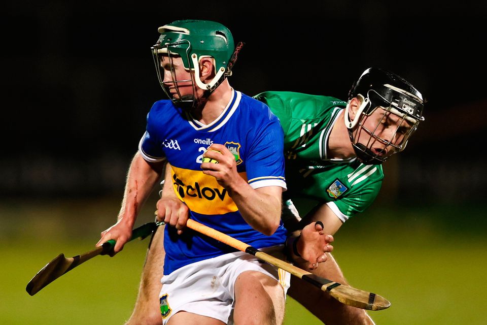 Tipperary's Cathal O'Reilly takes on Tipperary's Aidan O'Connor at FBD Semple Stadium in Thurles, Tipperary. Photo: Paul Phelan/Sportsfile