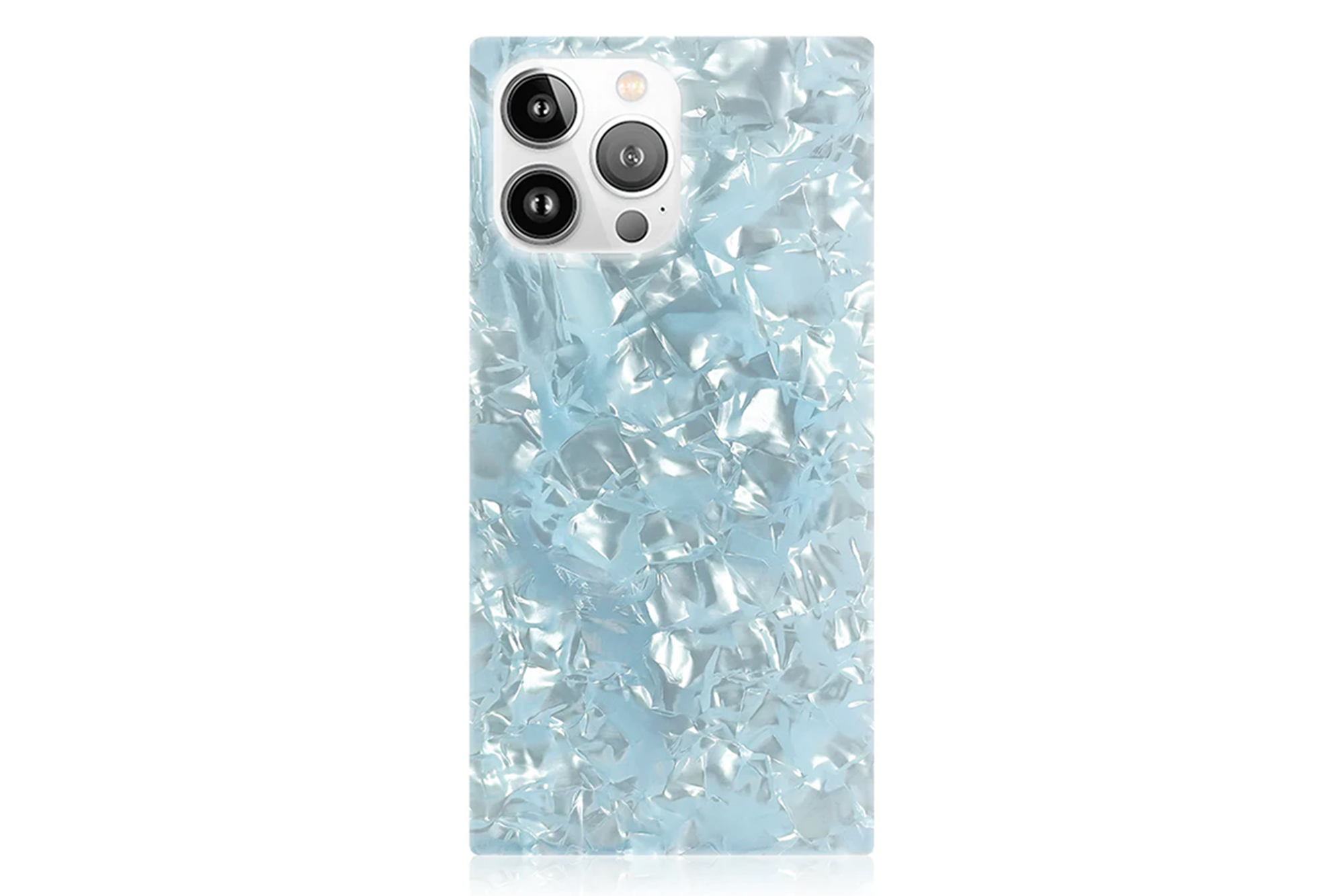 Icy blue pearl phone case.