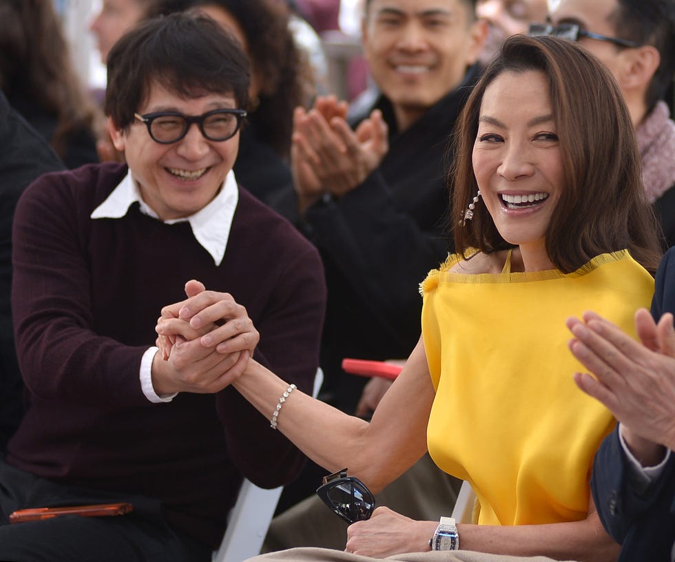 los angeles, california february 18: (l r) ke huy quan, michelle yeoh and ang lee attend the michelle yeoh walk of fame star ceremony on february 18, 2026 in los angeles, california. (photo by unique nicole/getty images for universal pictures)