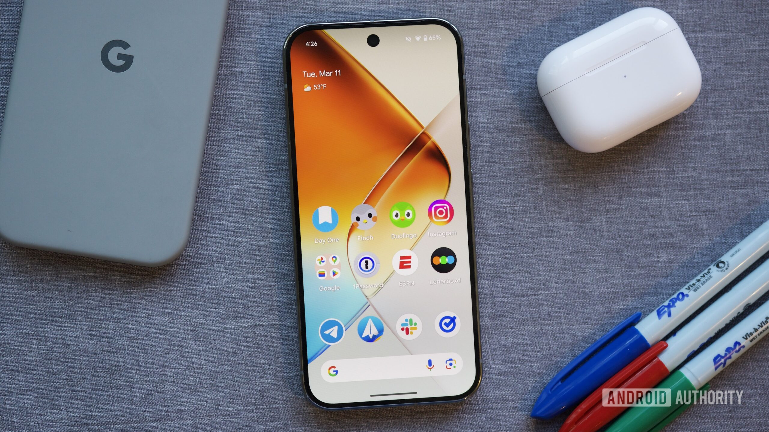 Google Pixel 9 Pro with its screen on.