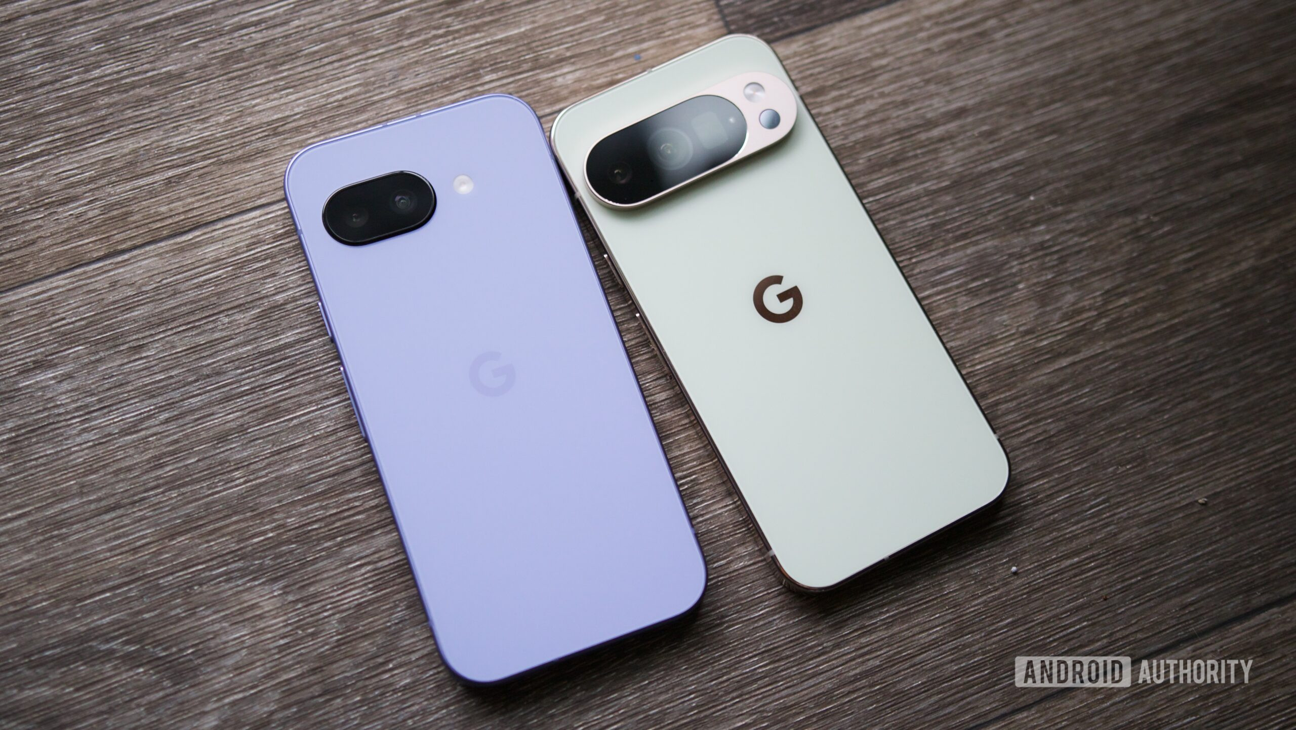 The Pixel 9a and Pixel 10 Pro next to each other.