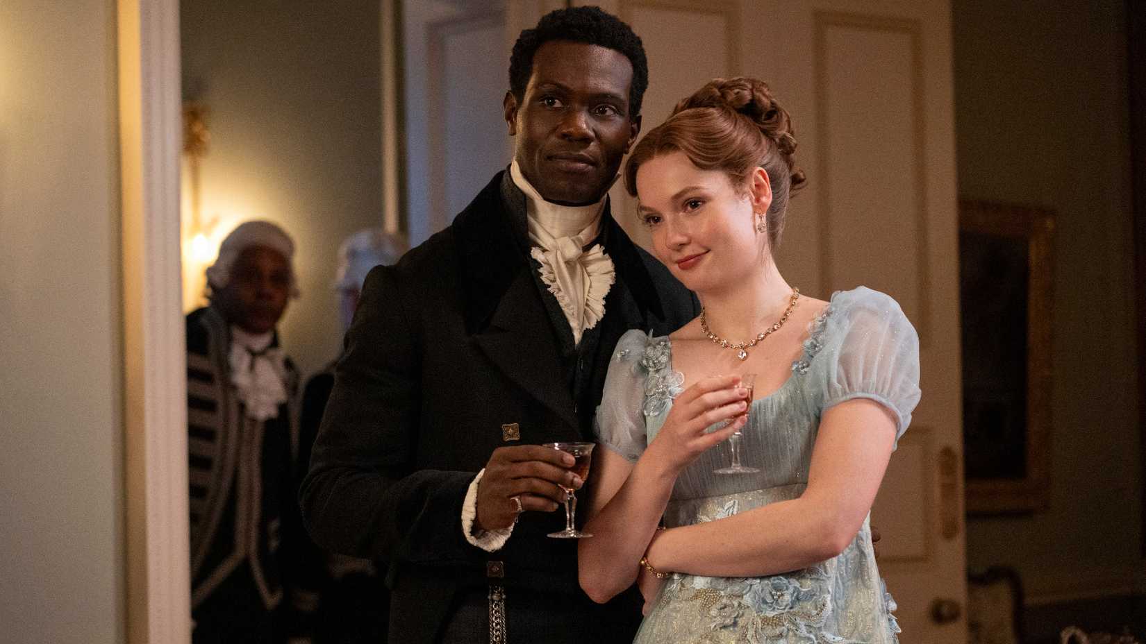 Hannah Dodd and Victor Alli as Lady and Lord Kilmartin in Bridgerton season 4