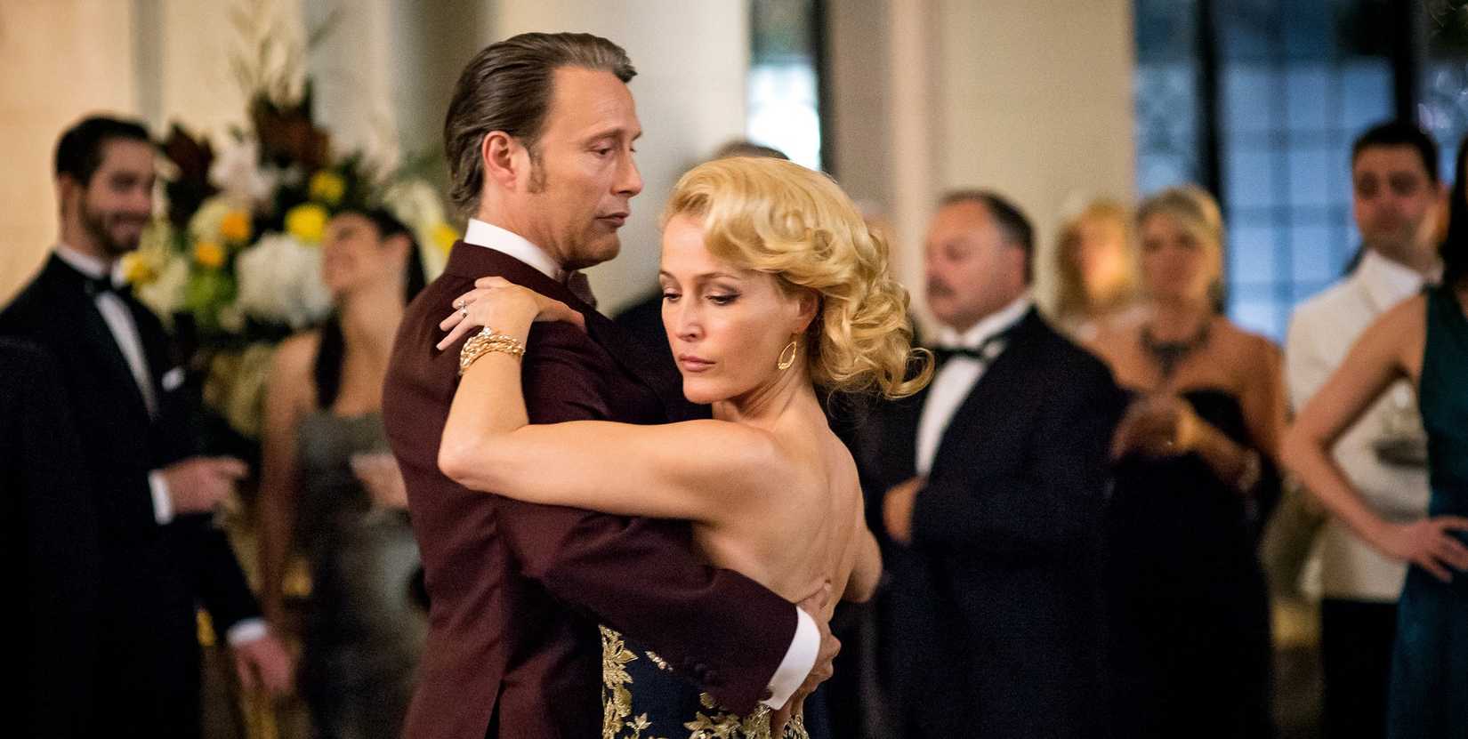 Hannibal Lecter (Mads Mikkelsen) dances with Bedelia (Gillian Anderson) in season 2 of Hannibal
