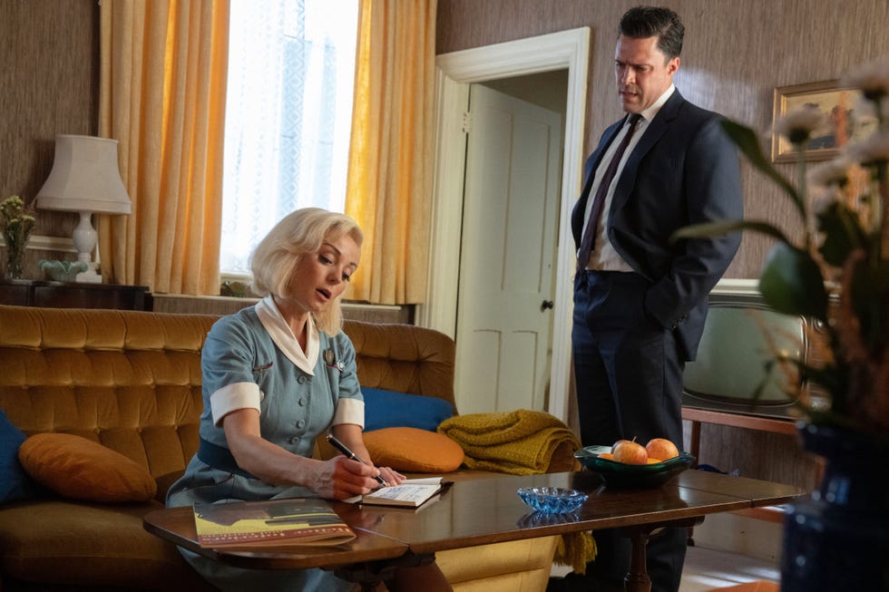 Helen George as Trixie Franklin, Olly Rix as Matthew Aylward, Call the Midwife season 13 helen george as trixie franklin, olly rix as matthew aylward, call the midwife season 13