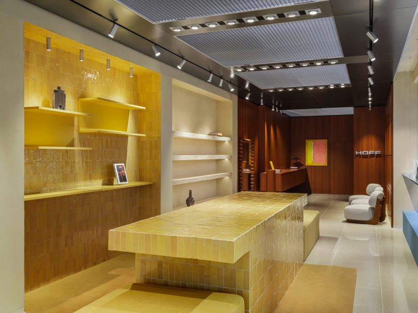 Yellow tiles in London store