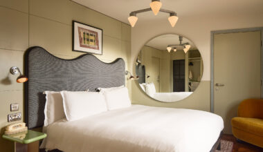 Bedroom with pale-green walls