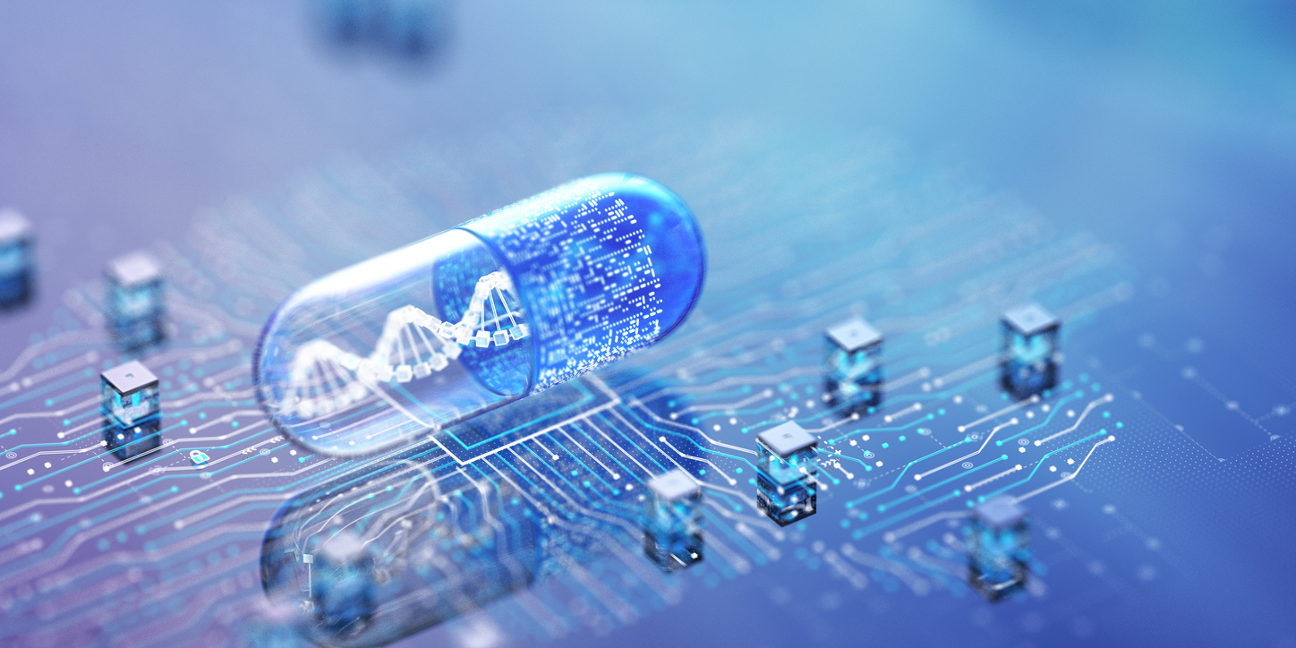 AI Medical Technology Concepts. AI Medicine Research. Copy Space