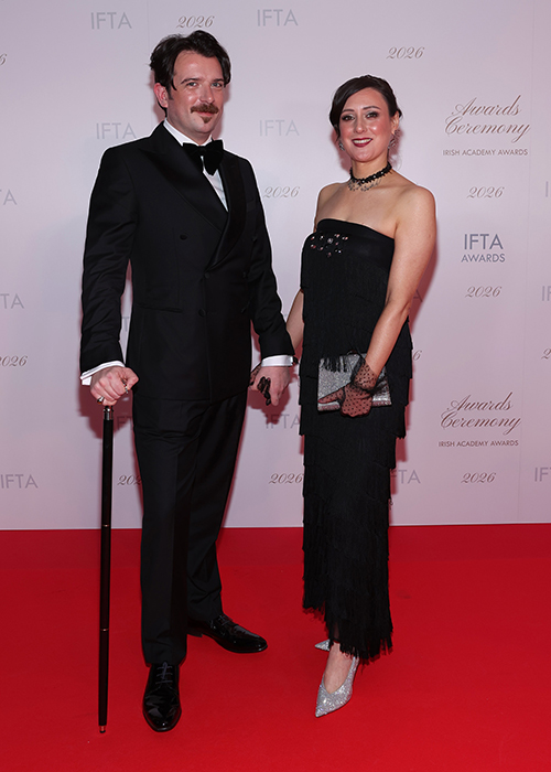 Kevin McGahern and his wife Siobhan at the IFTA Awards 2026 at the Dublin Royal Convention Centre. Pic: Brian McEvoy