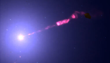 This Webb/NIRCam image shows a cosmic jet in Messier 87. Image credit: Jan Röder / Maciek Wielgus / Joseph B. Jensen / Gagandeep S. Anand / R. Brent Tully.