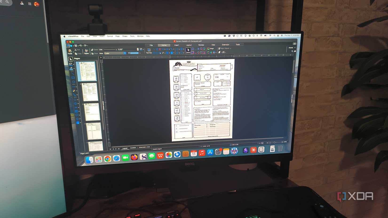 A monitor with LibreOffice pulled up.