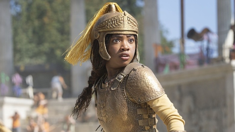 Annabeth Chase in her armor for Season 2's trials and tribulations.