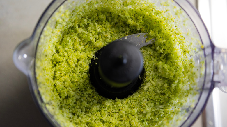 finely minced broccoli in a food processor