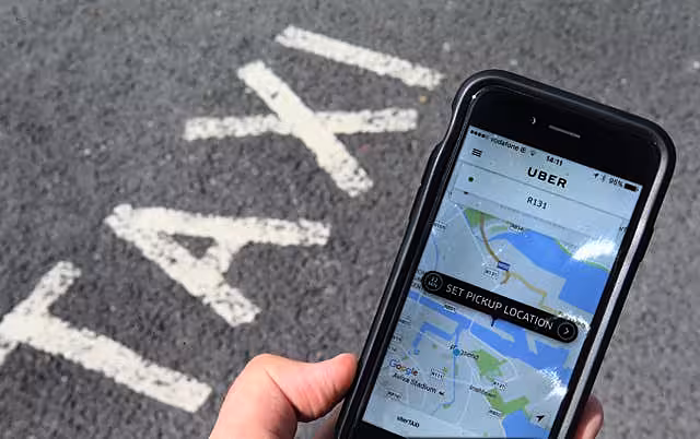 Uber app on a phone