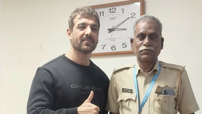 John Abraham smiled as he posed with Prakash Kurunde. (Instagram/Shrutika Kurunde)