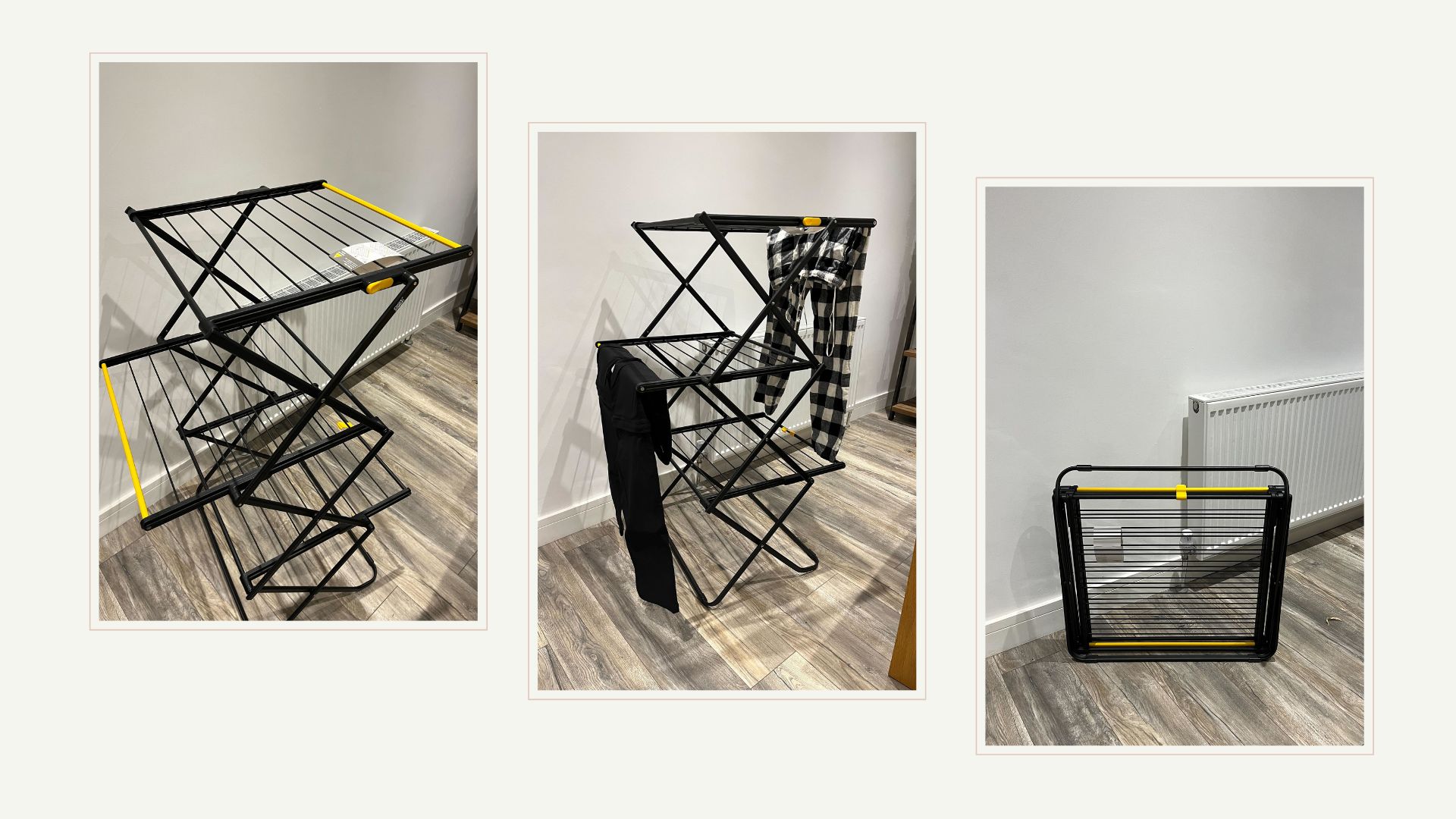 composite of three images showing airer being used