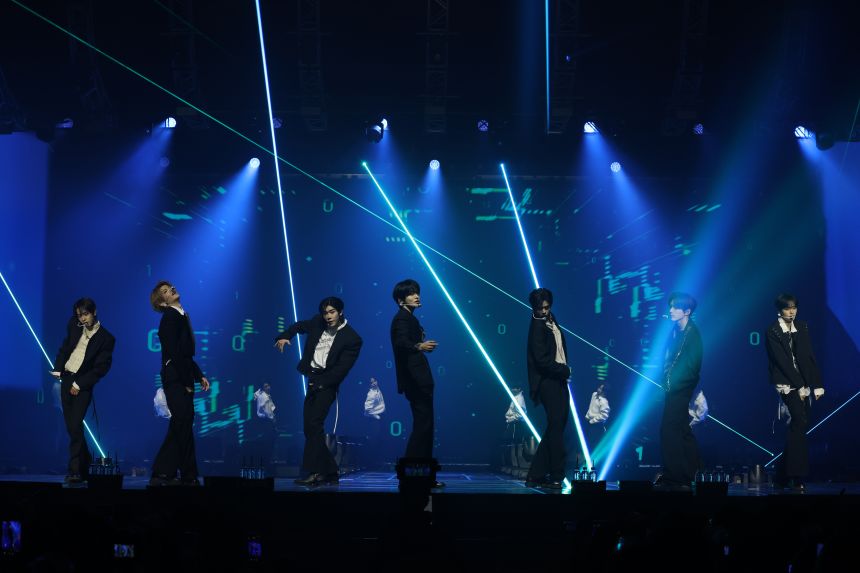 Close Your Eyes perform a concert at Olympic Hall in Seoul, South Korea, during their debut solo tour, February 1, 2026.