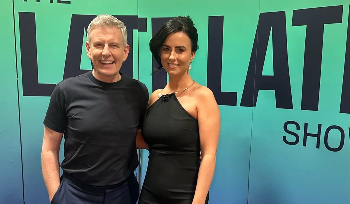 Lisa McHugh with Patrick Kielty on the Late Late Show. Pic: Lisa McHugh / Instagram