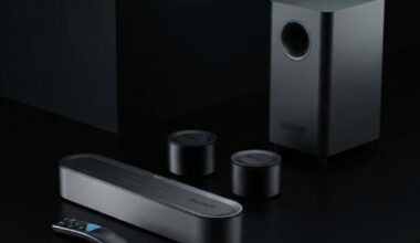 Bowfell Halo Atmos surround sound system pictured on a plain black background.