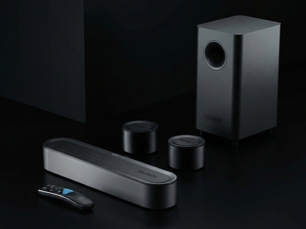 Bowfell Halo Atmos surround sound system pictured on a plain black background.