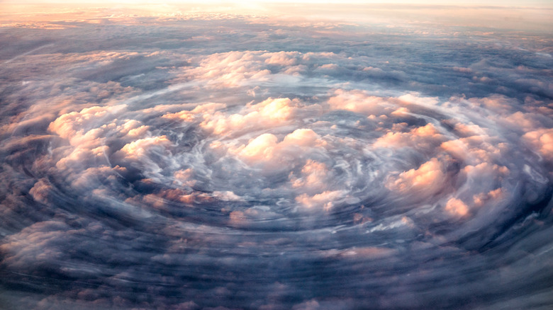 an overhead view of a hurricane