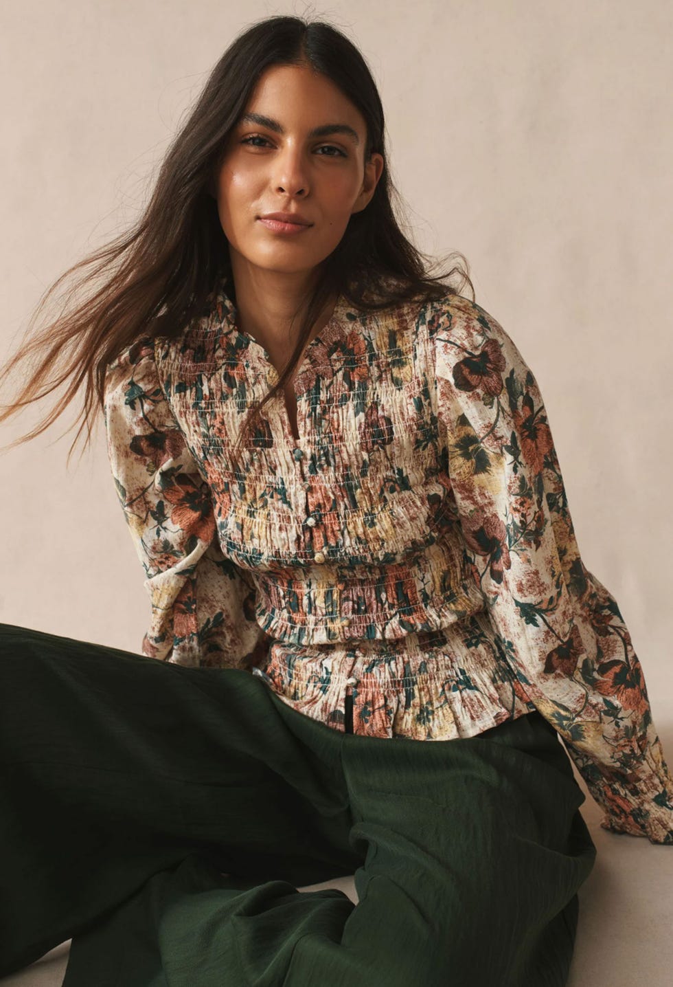 next floral long sleeve blouse