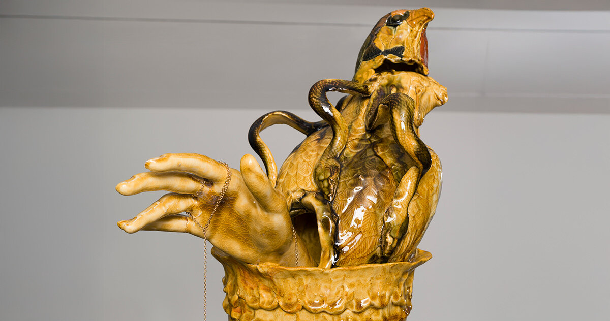 nicole cherubini exhibits surrealist ceramic sculptures at friedman benda