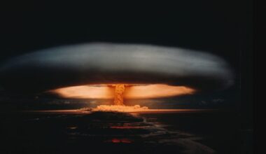 Nuclear explosion and atomic mushroom cloud