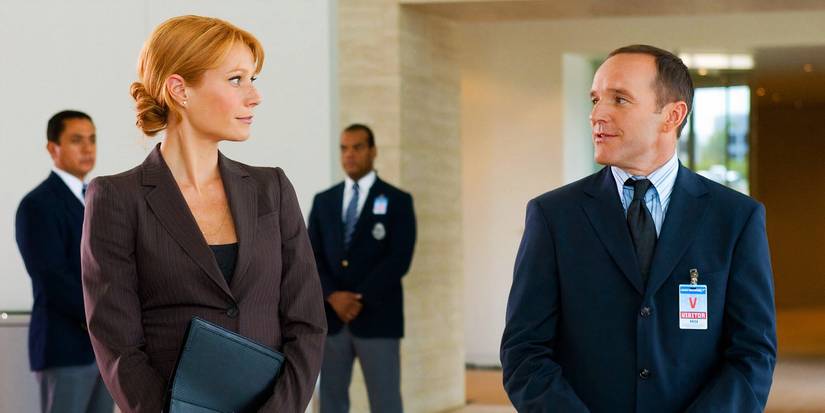 Phil Coulson speaking to Pepper Potts in Iron Man