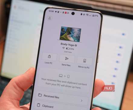 The Link to Windows app on a OnePlus 13 connected to a Yoga Book 9i.