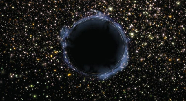 black hole against stars